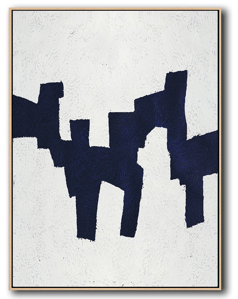 Buy Hand Painted Navy Blue Abstract Painting Online - The Art Gallery Huge